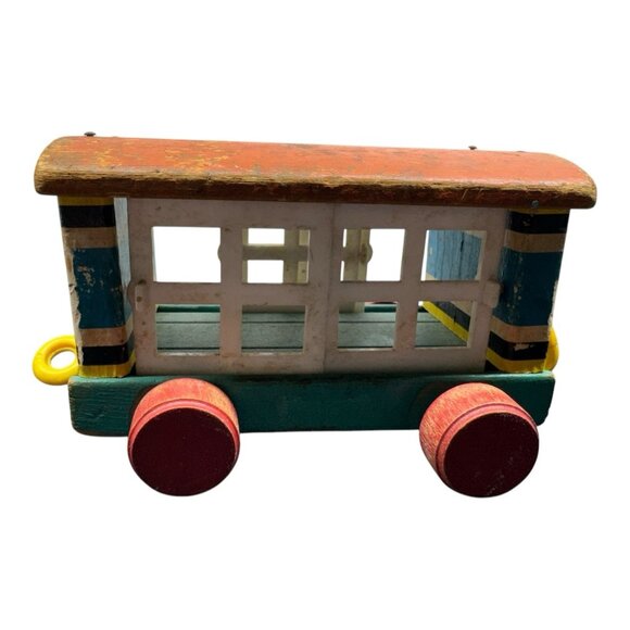 Vintage Fisher-Price Huffy Puffy Circus Train Cattle Car 1958 Wood Toy - Picture 3 of 8